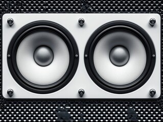 Modern audio speakers mounted on a textured black background for stylish acoustic decor