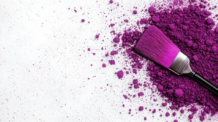 Vibrant Purple Powder and Brush on White Background for Creative Projects and Artistry