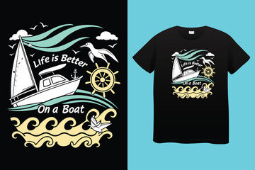 Boating T-Shirt Design – Nautical Style, Ocean Journey, and Sailing Life Graphic Tee