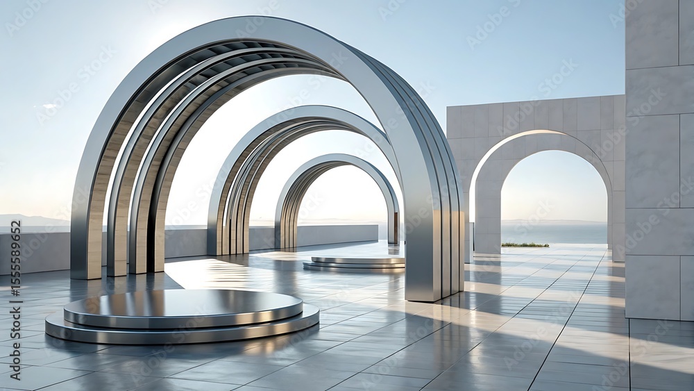 Aufkleber 3d illustration of abstract minimal architecture block twenty eight
