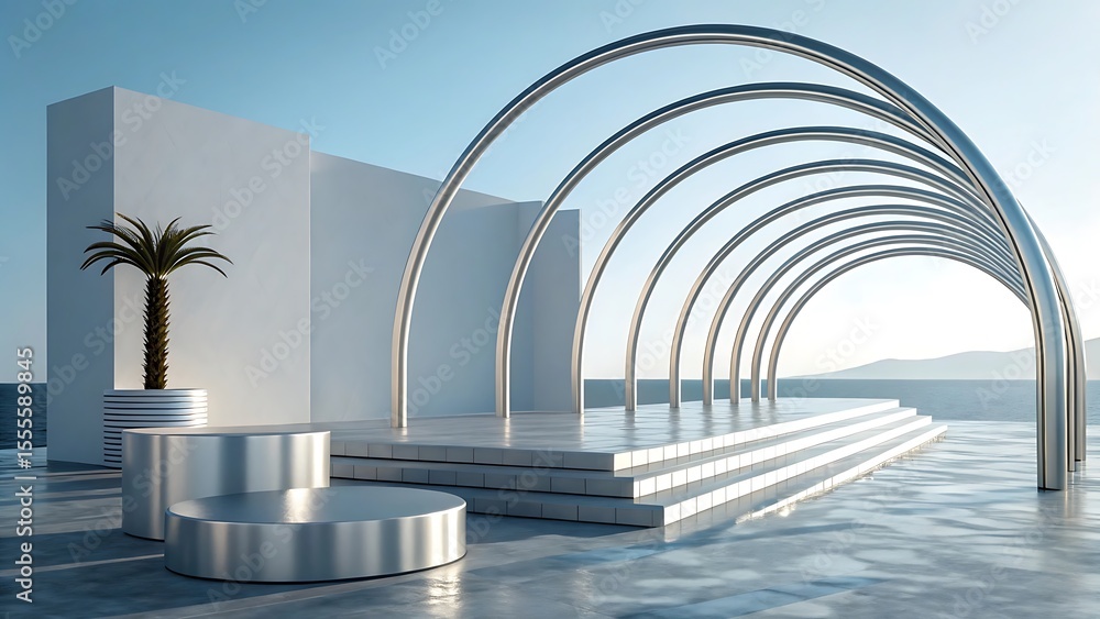 Poster 3d illustration of abstract minimal architecture block thirty three
