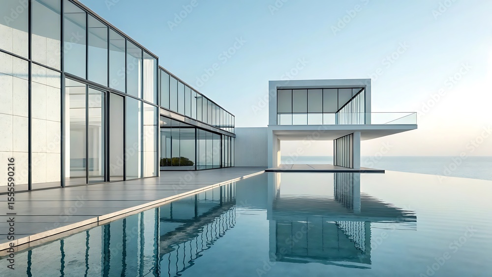 Poster 3d illustration of abstract minimal architecture block forty three