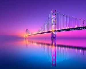Obraz premium Vibrant bridge over water at dawn