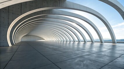 3D Render Of Abstract Curve Structure Futuristic Architecture One