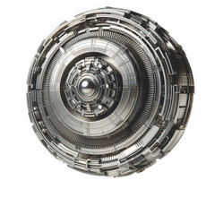 Metallic circle technology futuristic design silver metal abstract illustration on transparent background