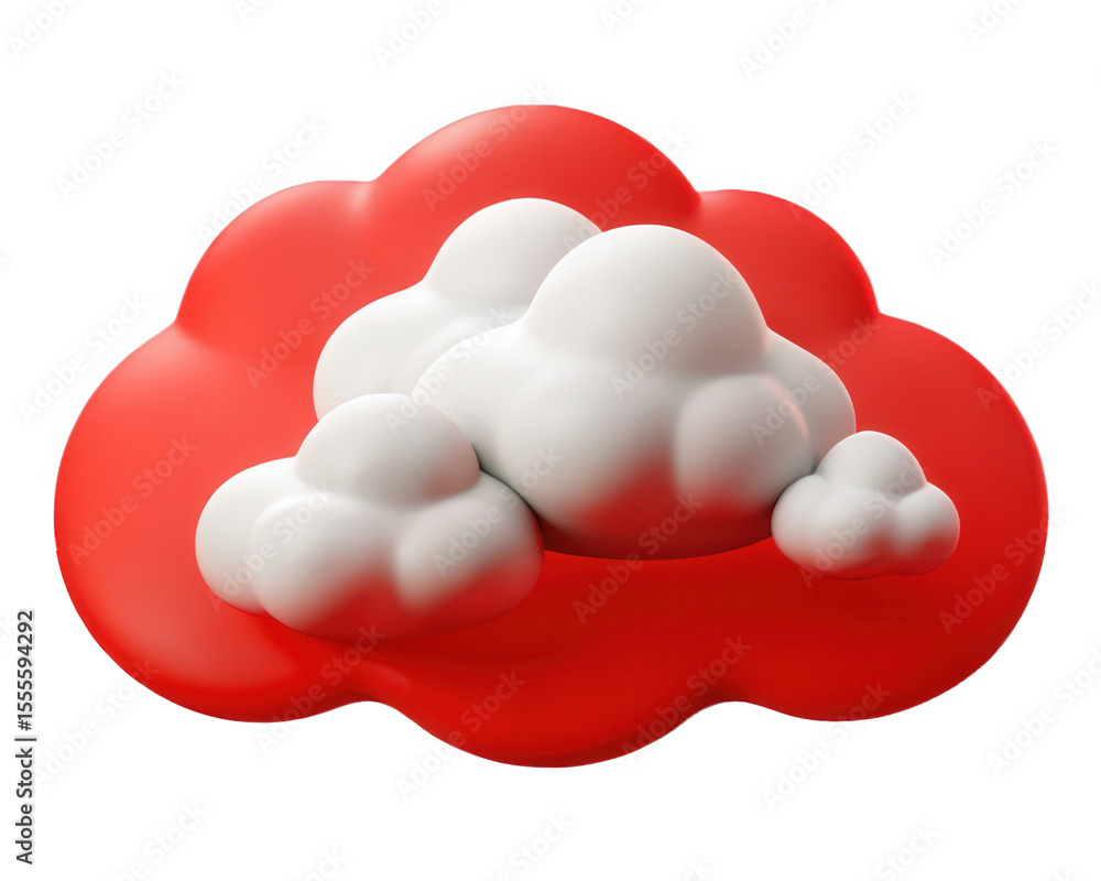 Fototapete a digitally rendered red cloud with fluffy white clouds illustrates modern design, perfect for weath