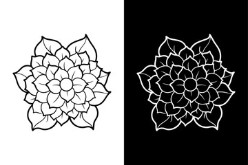 Hydrangea Flower Line Art Vector Illustration in Black and White