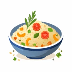 Delicious and Healthy Couscous Bowl with Vegetables © Business Card