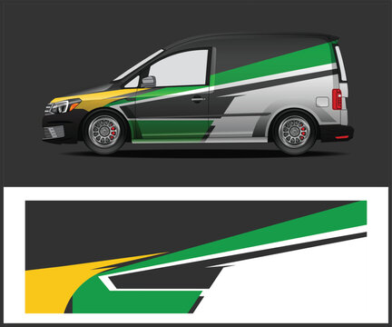 Van Wrap Design with Green and Yellow Graphics