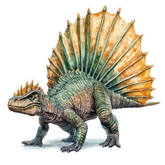 Dimetrodon, watercolor painting vector, isolated on a white background. © AMIDCO