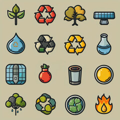 ecology icons set