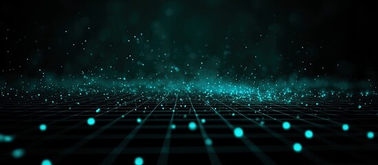 Fototapeta premium Abstract digital network with teal particles
