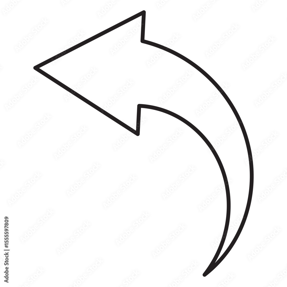 Poster blue arrow icon. blue long curved arrow on white background. long arrow. curved arrow. set long blue
