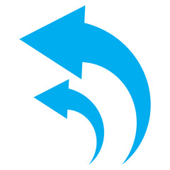 Blue Arrow icon. blue arrow icon on white background. flat style. arrow icon for your web site design, logo, app, UI. curved arrow sign. Vector illustration.