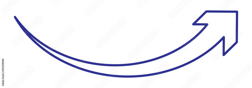 Poster blue curve arrow icon on transparent background. flat style. arrow icon for your web site design, lo