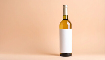 A bottle of fresh wine against a soft color background.