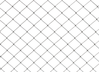 Close up of a metal chain link fence pattern isolated on transparent background