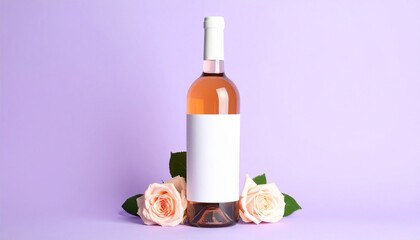 Naklejka premium A bottle of fresh wine against a soft color background.