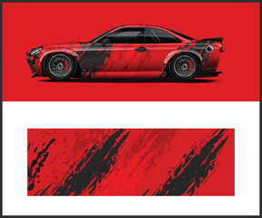 Red and Black Racing Car Wrap Design Stylish