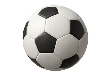 Fototapeta premium Photorealistic 3d rendering of a classic soccer ball rotating, isolated on a transparent background, perfect for sports-themed projects