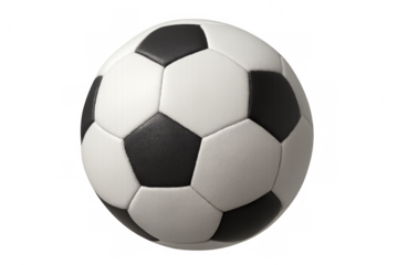 Photorealistic 3d rendering of a classic soccer ball rotating, isolated on a transparent background, perfect for sports-themed projects