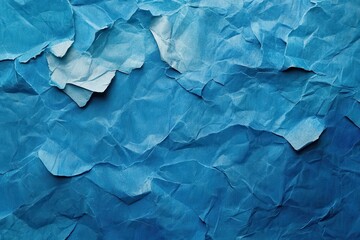 Fototapeta premium Textured blue paper background featuring crumpled folds and subtle variations in hue for artistic design applications and creative projects