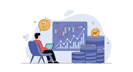 Naklejka premium Analyzing stock market trends and financial performance with digital tools and virtual currency assets