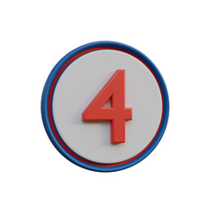Fototapeta premium Stylish 3D Number Four Red and Blue Circular Design Element