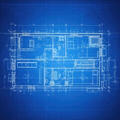 Architectural blueprint of a house floor plan
