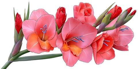 Delicate pink gladioli