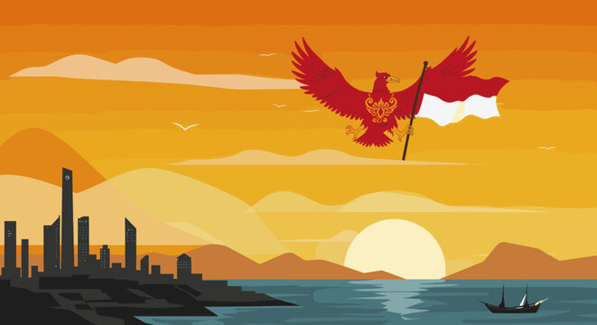 The cityscape in the background features a combination of mountains, buildings, and nature.