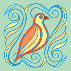 Fototapeta premium Stylized bird silhouette with dynamic swirling wind patterns