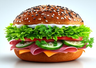 Delicious sandwich, full of fresh ingredients