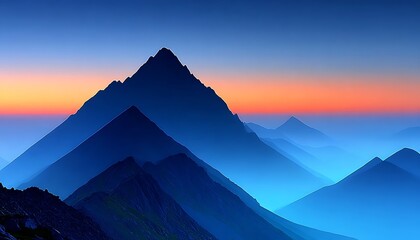 Majestic mountain silhouette at dawn