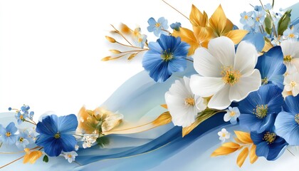 Delicate floral arrangement on flowing backdrop