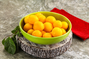 Ripe sweet juicy yellow plum