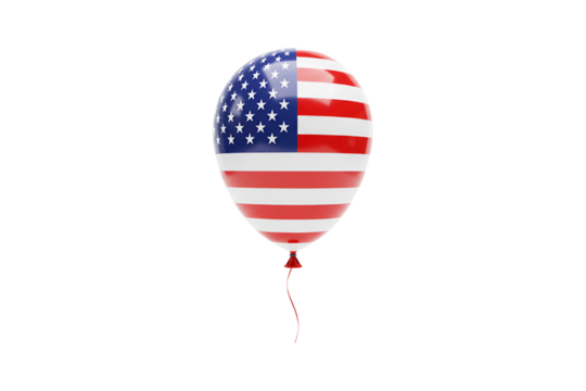 Festive Patriotic American Flag Balloon Decoration for Celebrations Isolated on Transparent background