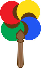 Traditional Korean Five-Color Fan Illustration