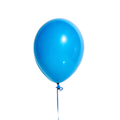 Bright blue inflatable party balloon floating against a plain background isolated on a transparent background png