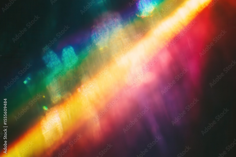 Poster vibrant blur of colorful warm rainbow light leaks creating ethereal patterns in an abstract display