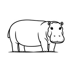 Fototapeta premium Simple and bold stylized hippopotamus illustration in vibrant colors