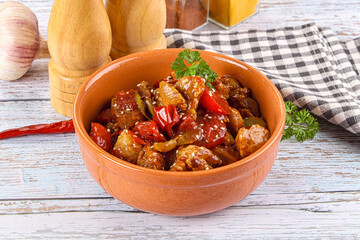 Pork with oyster sauce and vegetables