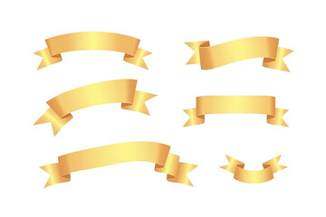 Obraz premium set of gold ribbons on white background