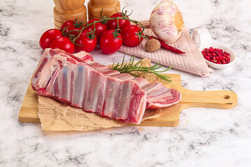Raw lamb ribs rack for cooking