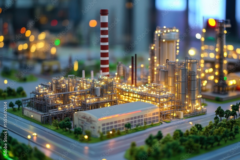 Poster intelligent factory internal display model showcasing advanced industrial processes and infrastructu