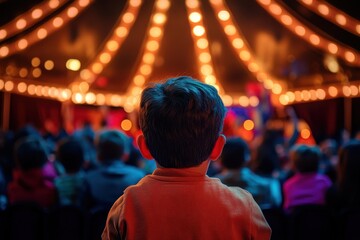 Obraz premium Children captivated by colorful show under bright lights in exciting venue