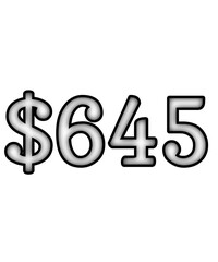 dollar sign on white background $645