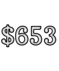 dollar sign on white background $653