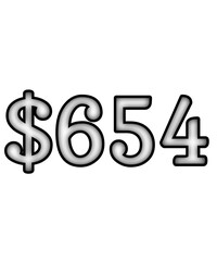 dollar sign on white background $654