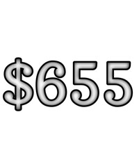 dollar sign on white background $655